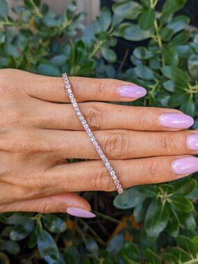 Radiant Ceylon Pink Sapphire Tennis Bracelet 14K Yellow Gold 7 Inch 4.01ctw